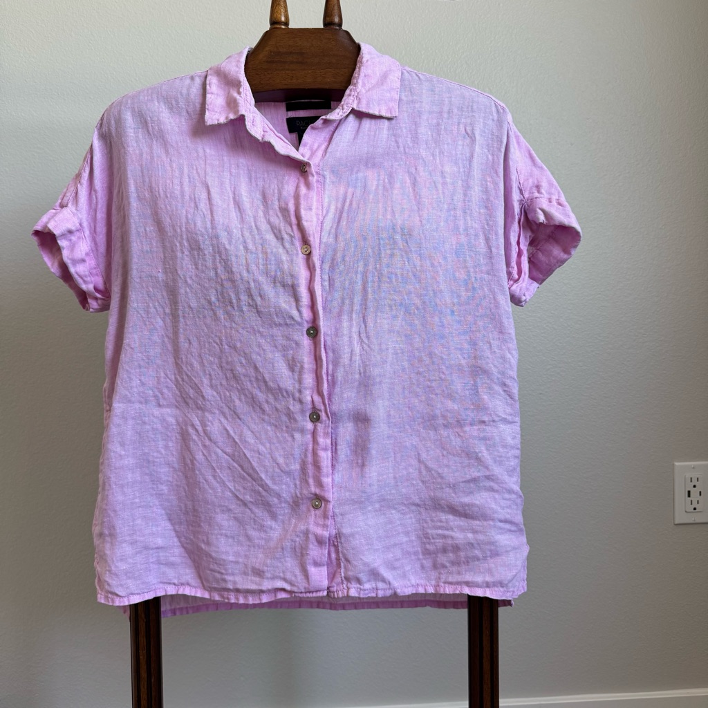 Rachel Roy 100% Linen Button-Front Shirt Coastal Resort Women’s Size S